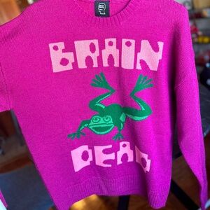 Like New Brain Dead Wool Blend Pink Frog Sweater Size S